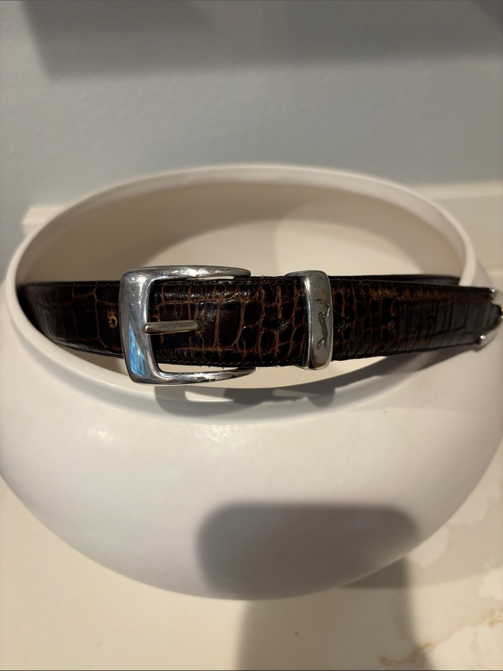 Silpada Men’s Brown Leather Belt with Silver Buckle